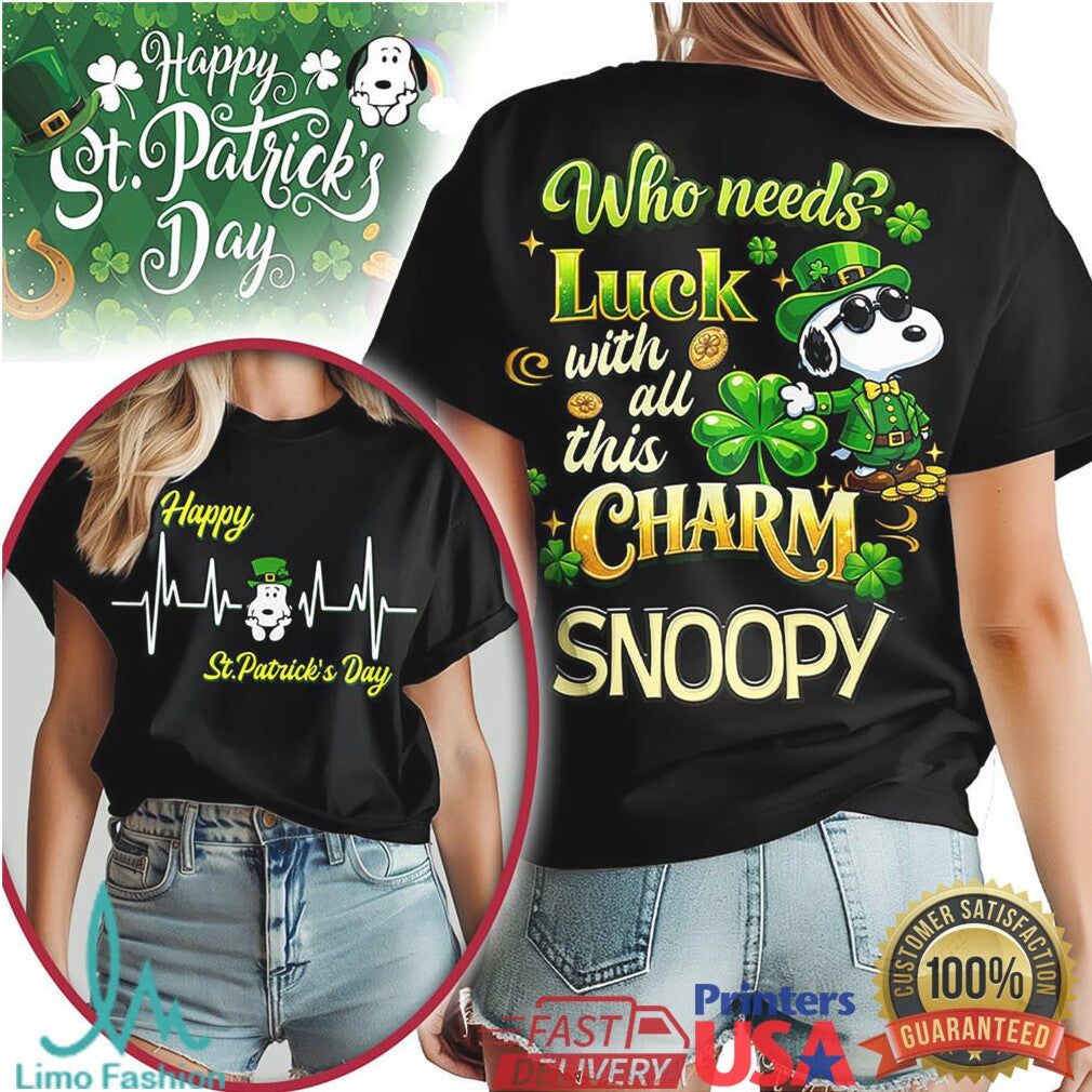 Peanuts Snoopy St. Patrick’s Day Leprechaun Luck and Charm T Shirt - Limotees LLC