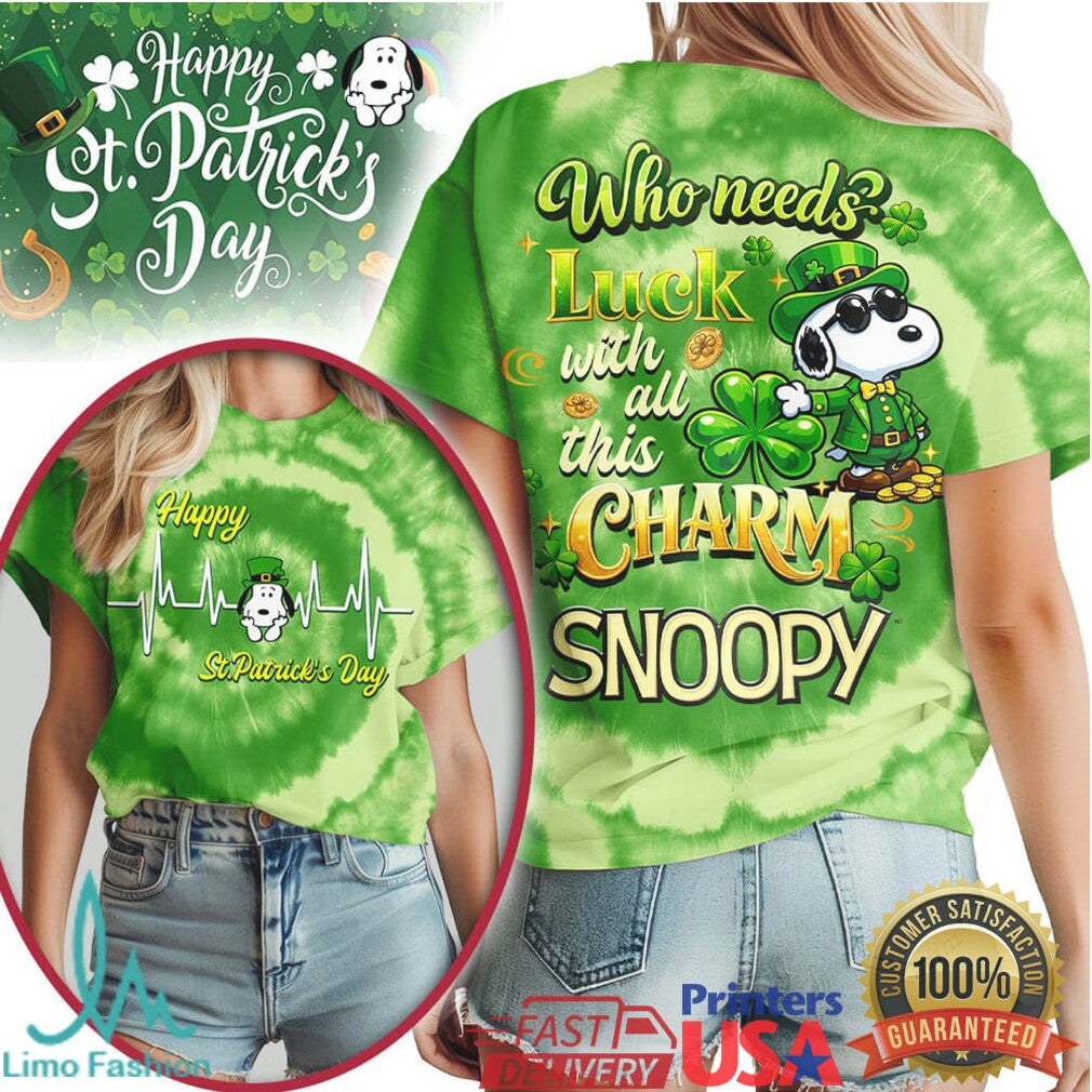Peanuts Snoopy St. Patrick’s Day Leprechaun Luck and Charm T Shirt - Limotees LLC