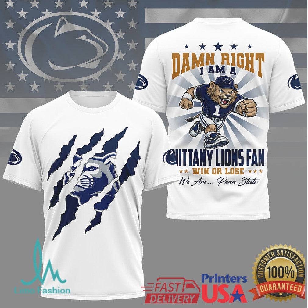 Penn State Nittany Lions Fan Claw Mark Mascot Tshirt - Limotees LLC