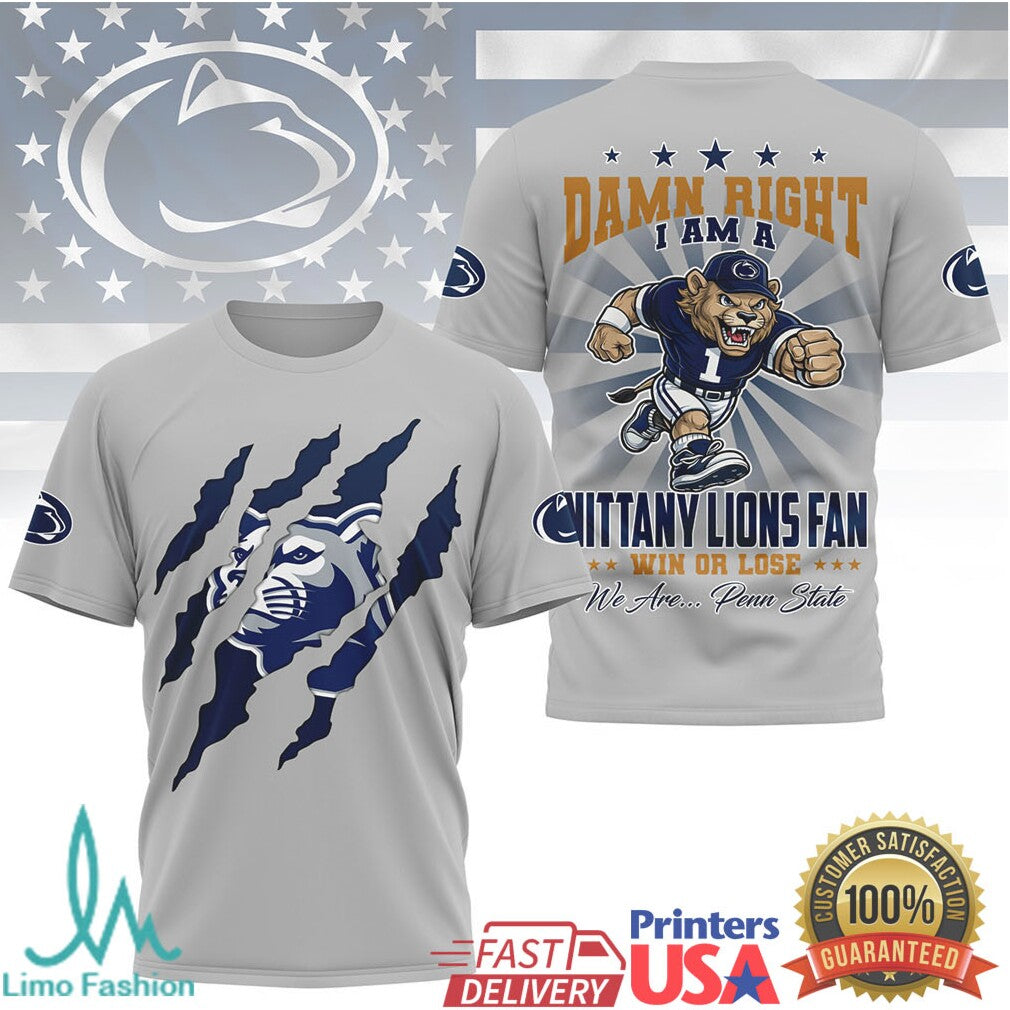 Penn State Nittany Lions Fan Claw Mark Mascot Tshirt - Limotees LLC