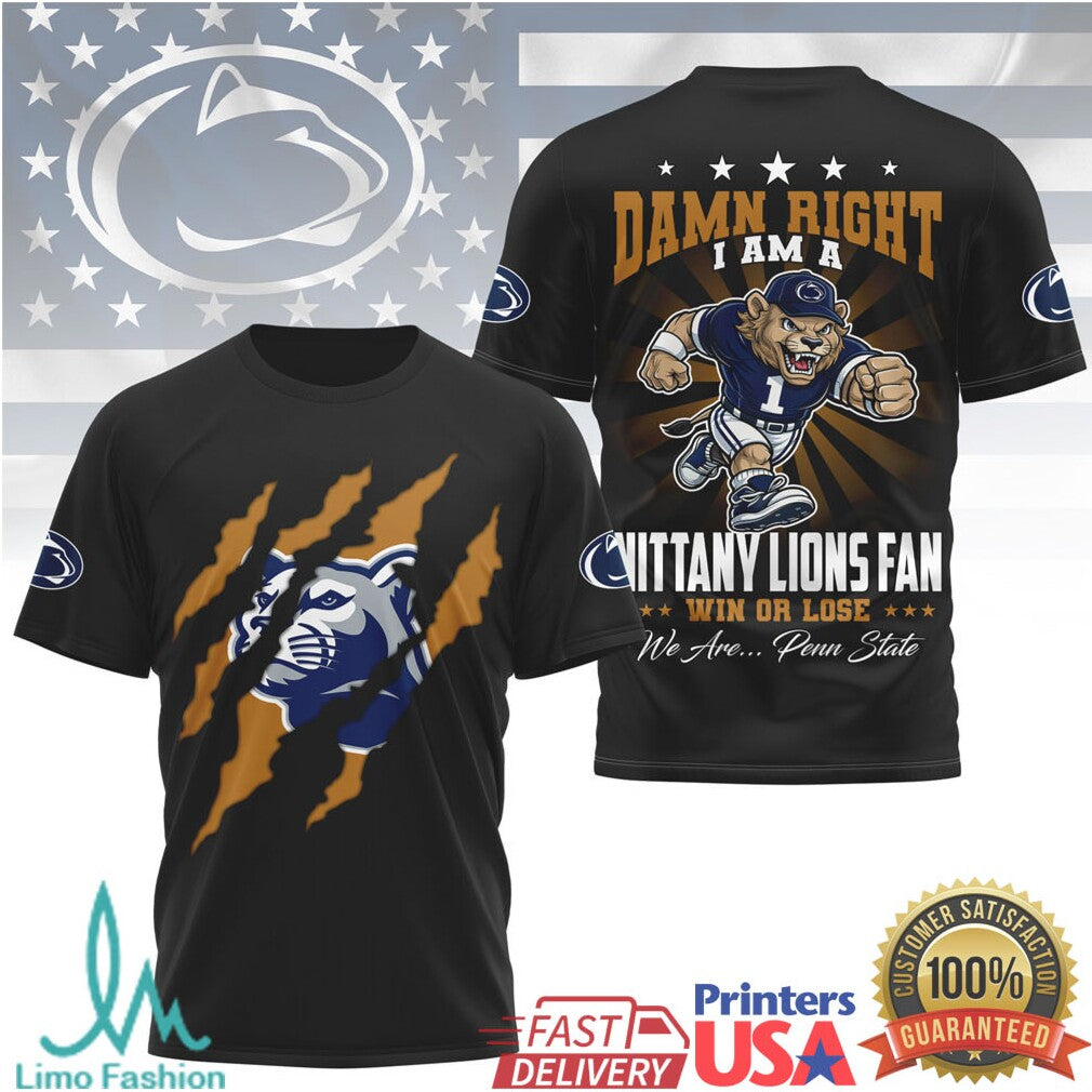 Penn State Nittany Lions Fan Claw Mark Mascot Tshirt - Limotees LLC