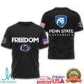 Penn State Nittany Lions PSU Freedom USA Flag Navy White Black T Shirt - Limotees LLC
