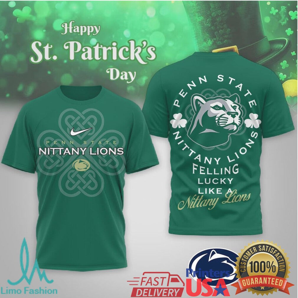 Penn State Nittany Lions St. Patrick's Day Lucky Mascot Green Tee - Limotees LLC