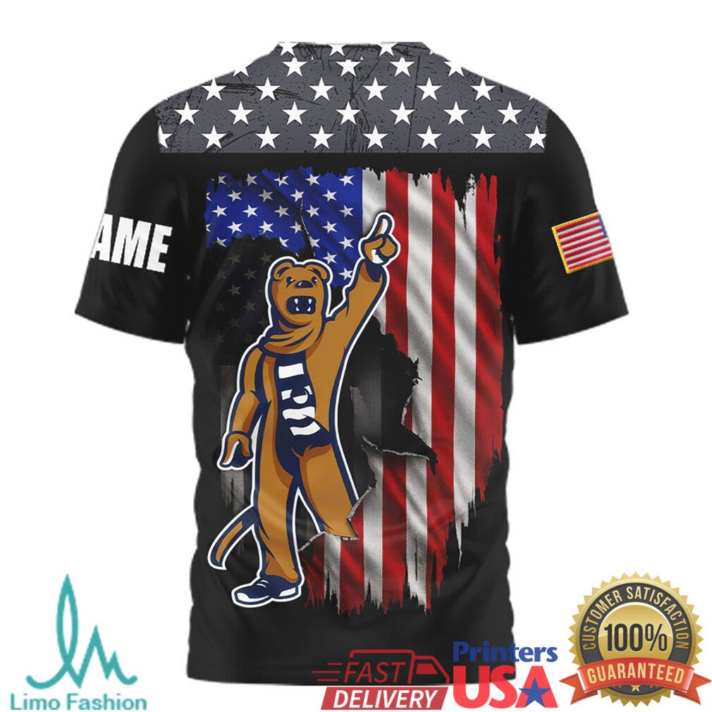 Penn State Nittany Lions We The People Mascot Custom Name American Flag T Shirt - Limotees LLC