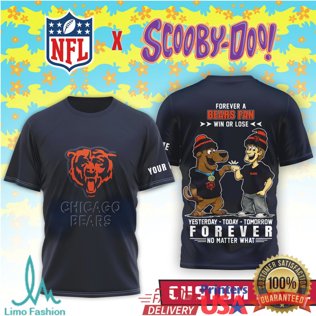 Personalizable Chicago Bears x Scooby Doo NFL Forever Fan Navy T Shirt - Limotees LLC