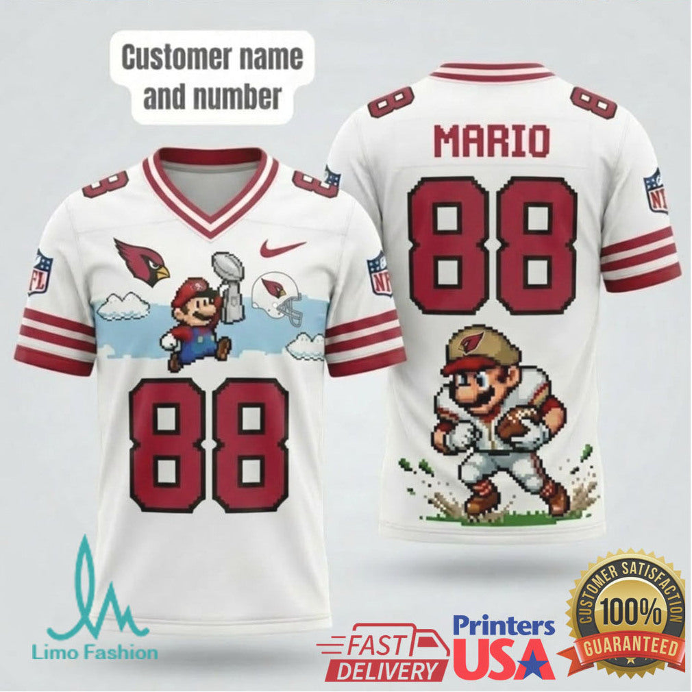 Personalized Arizona Cardinals Mario 8 Bit Pixel Art Football T Shirt - Limotees LLC