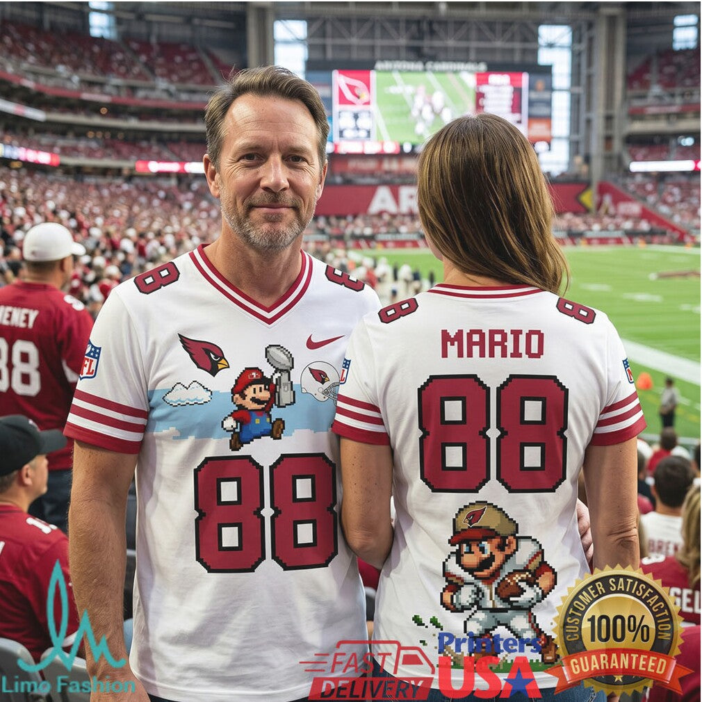 Personalized Arizona Cardinals Mario 8 Bit Pixel Art Football T Shirt - Limotees LLC