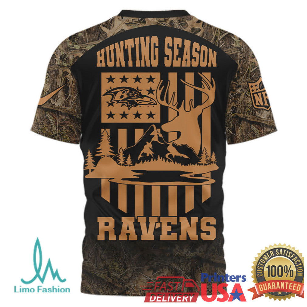 Personalized Baltimore Ravens Hunting Season Deer Camo T Shirt - Limotees LLC