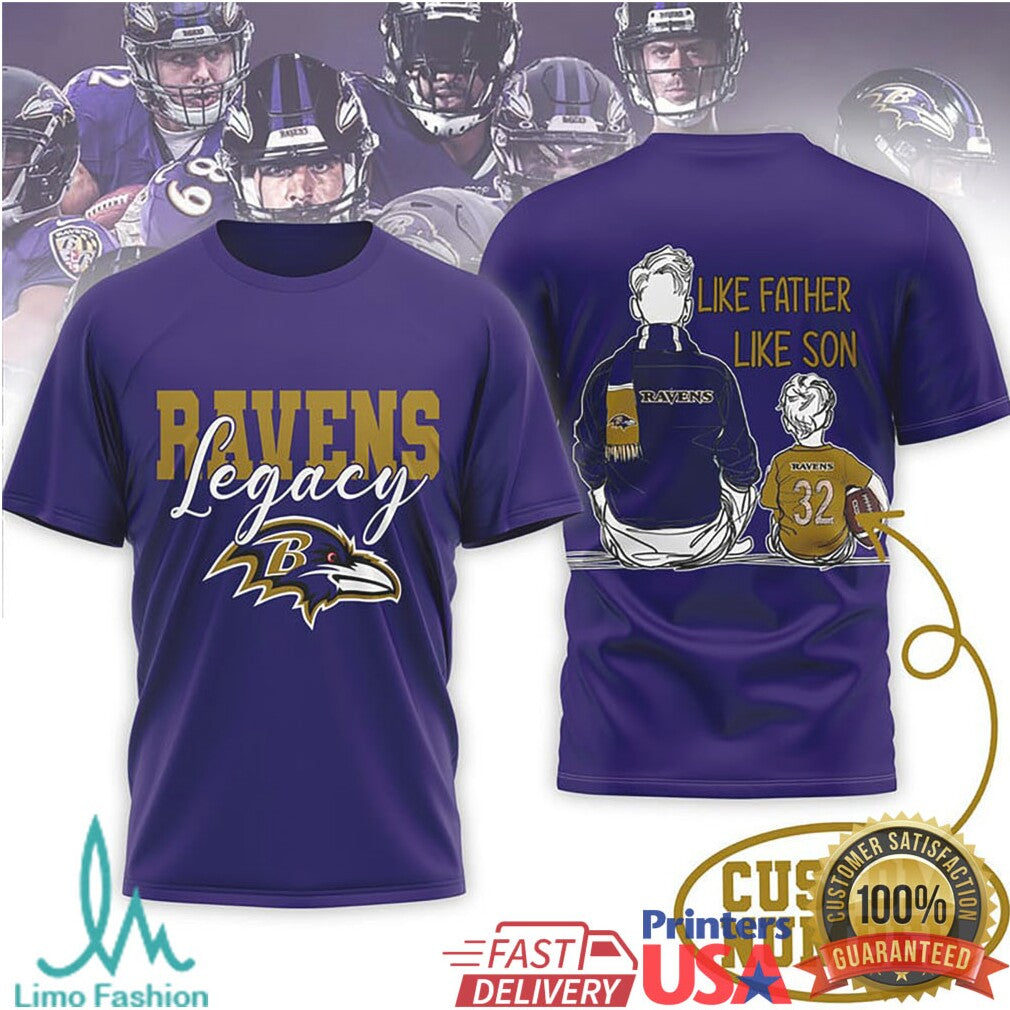 Personalized Baltimore Ravens Legacy Shirt Father & Kids Football T Shirt - Limotees LLC