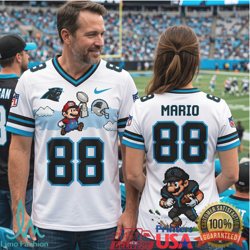 Personalized Carolina Panthers Mario Pixel Football T Shirt Custom Retro Gamer Fan T Shirt