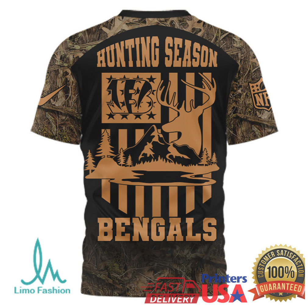 Personalized Cincinnati Bengals Hunting Season Camo 3D T Shirt - Limotees LLC