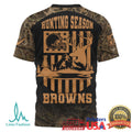 Personalized Cleveland Browns Hunting Season Camo 3D Printed T Shirt - Limotees LLC