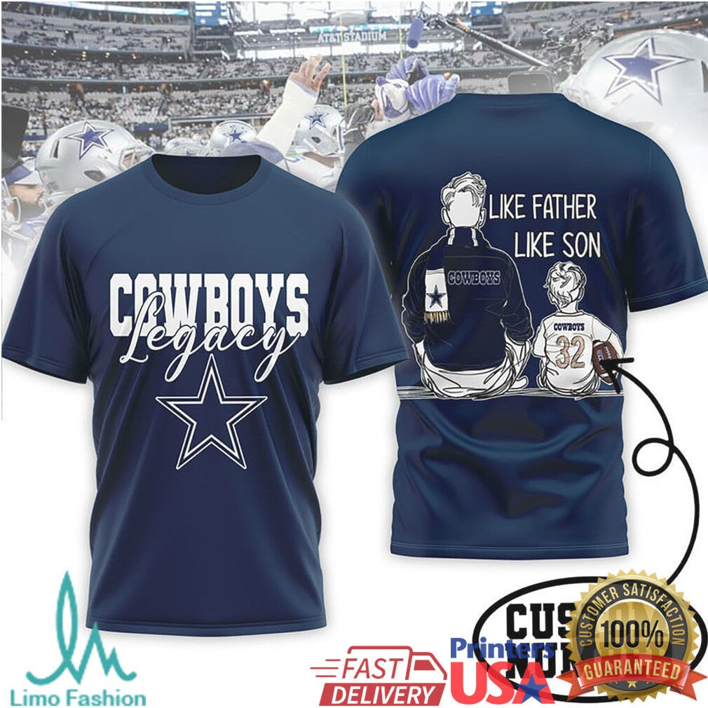 Personalized Cowboys Legacy T Shirt Like Father Like Son and Daughter