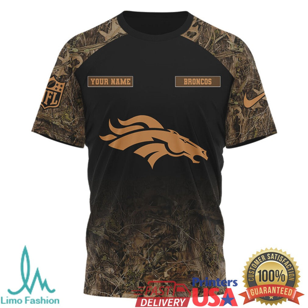 Personalized Denver Broncos Camo Hunting Season Deer & Mountain T Shirt - Limotees LLC