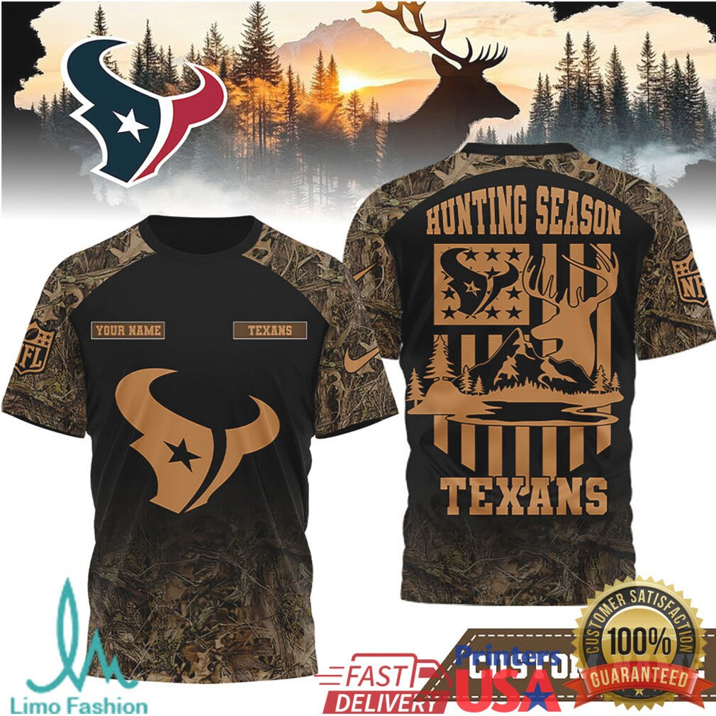 Personalized Houston Texans Hunting Season Deer Camo T Shirt - Limotees LLC