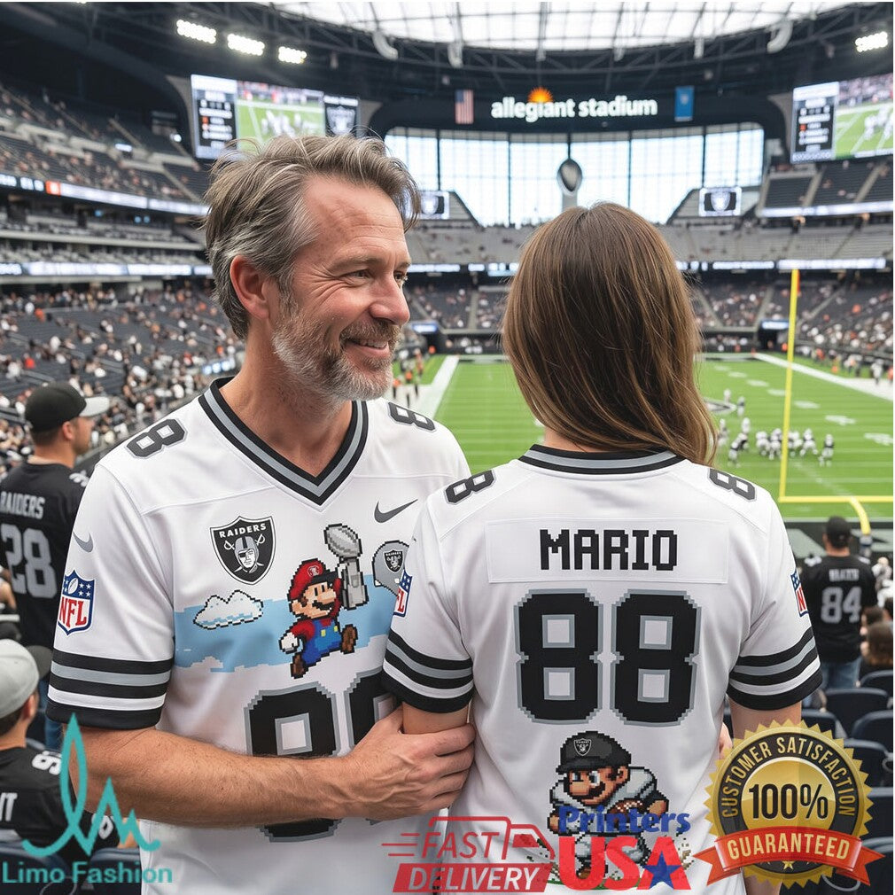 Personalized Las Vegas Raiders Gamer Style Football T Shirt Custom 8 Bit Mario Fan Apparel - Limotees LLC