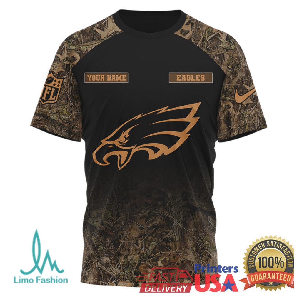 Personalized Philadelphia Eagles Hunting Season Camo Graphic T Shirt - Limotees LLC