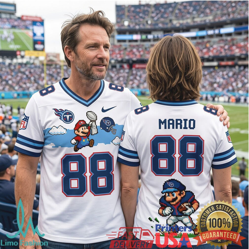 Personalized Tennessee Titans Mario Pixel Art Retro Style Football T Shirt - Limotees LLC