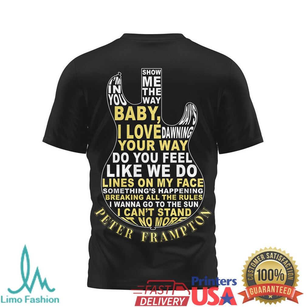 Peter Frampton 50th Anniversary 1976 2026 Guitar Lyrics Tribute T Shirt - Limotees LLC