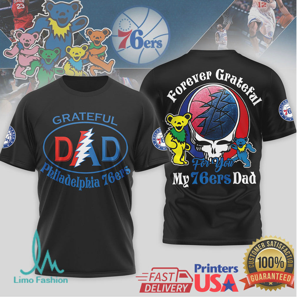 Philadelphia 76ers Grateful Dead Dad T Shirt Sixers Dancing Bears NBA T Shirt - Limotees LLC