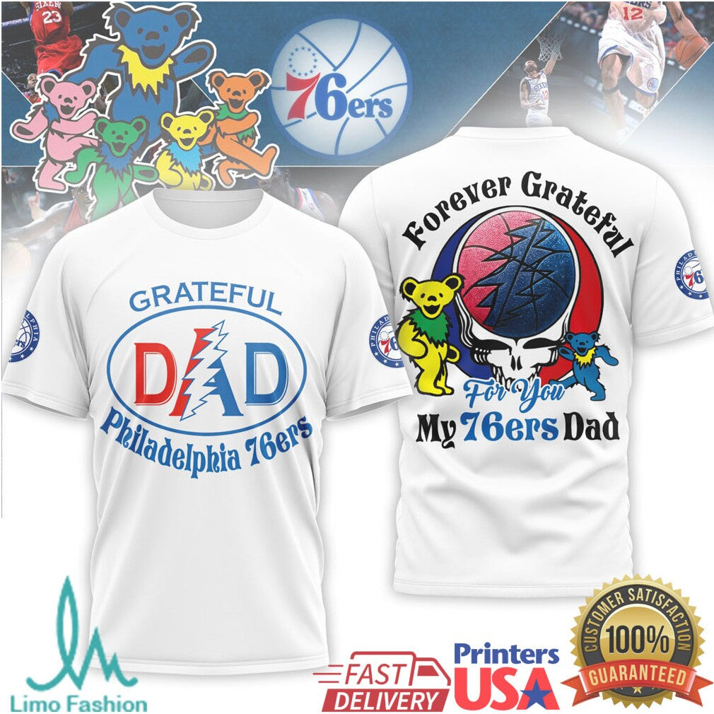 Philadelphia 76ers Grateful Dead Dad T Shirt Sixers Dancing Bears NBA T Shirt - Limotees LLC