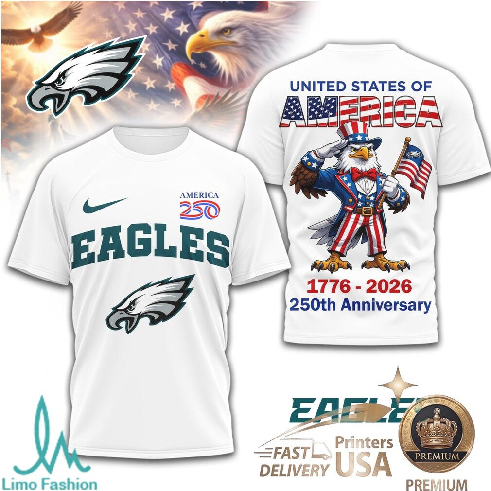 Philadelphia Eagles 250th Anniversary Patriotic Eagle T Shirt - Limotees LLC