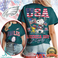 Philadelphia Eagles America 250 Snoopy Patriotic 4th of July T Shirt - Limotees LLC