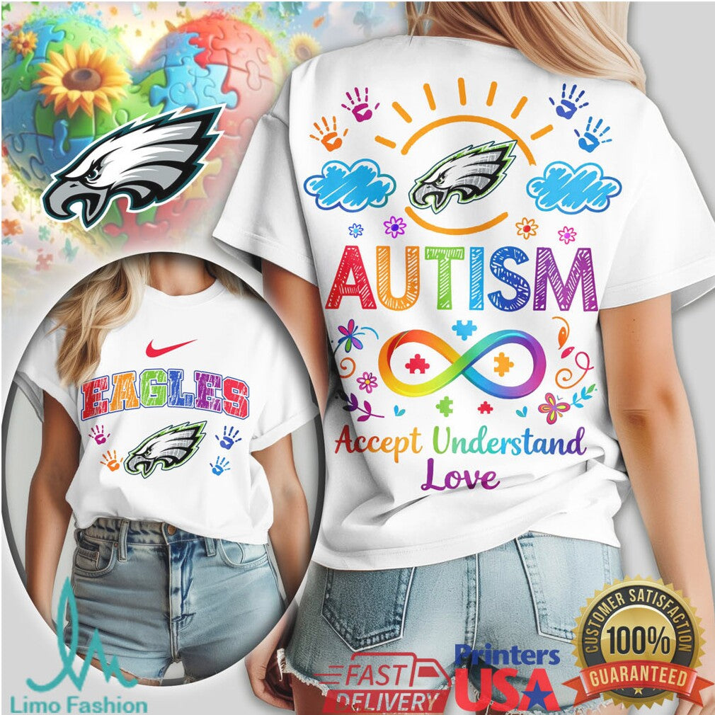 Philadelphia Eagles Autism Awareness NFL Fan Support Graphic T Shirt - Limotees LLC