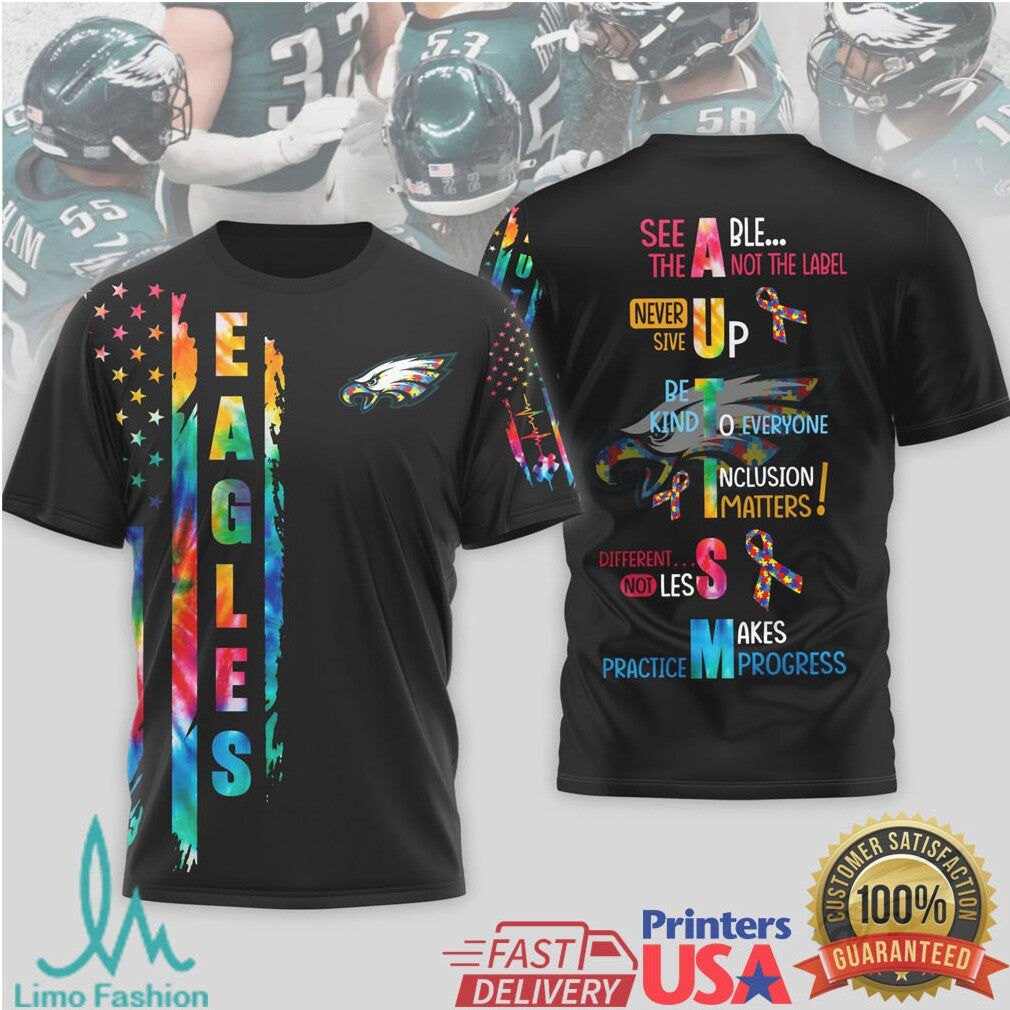 Philadelphia Eagles Autism Awareness T Shirt Be Kind To Everyone Tie Dye T Shirt - Limotees LLC