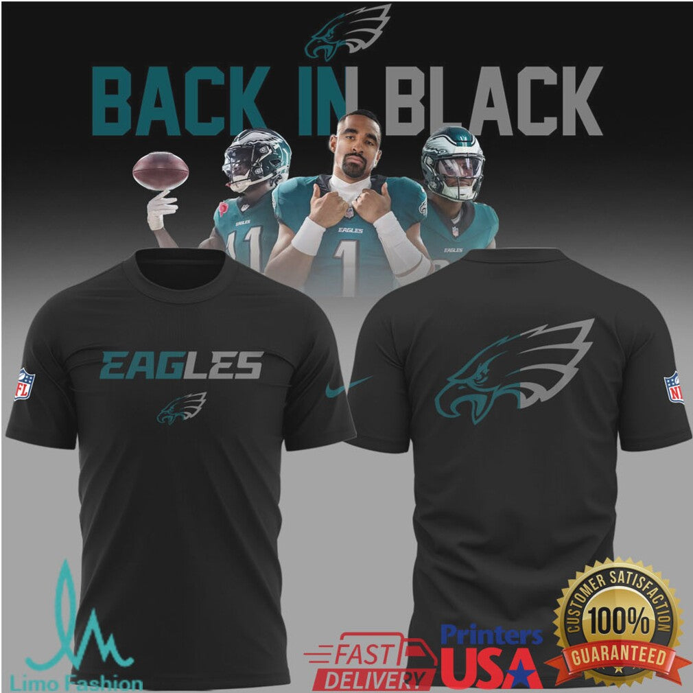 Philadelphia Eagles Back In Black NFL Jersey and Graphic Hoodie - Limotees LLC