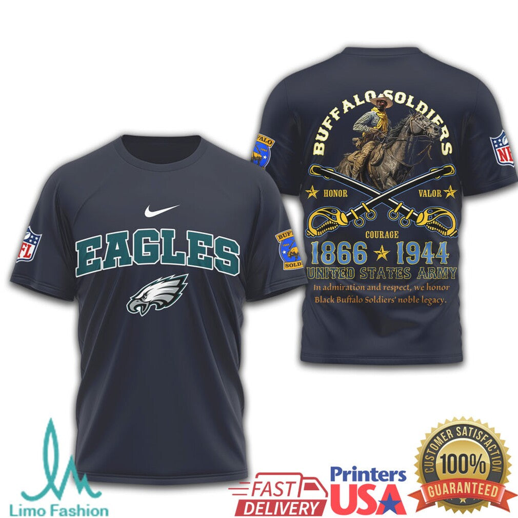 Philadelphia Eagles Buffalo Soldiers US Army 1866 1944 Legacy T Shirt - Limotees LLC
