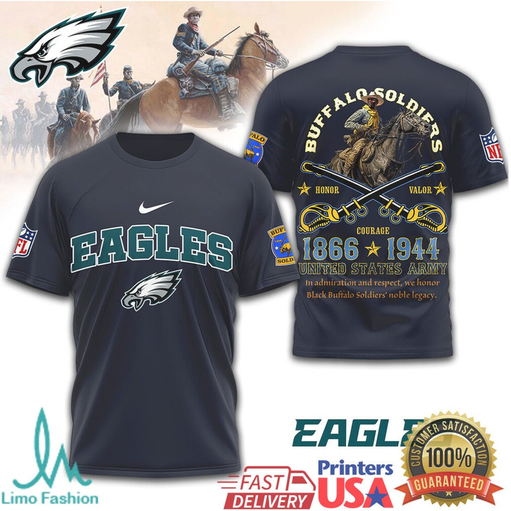 Philadelphia Eagles Buffalo Soldiers US Army 1866 1944 Legacy T Shirt - Limotees LLC