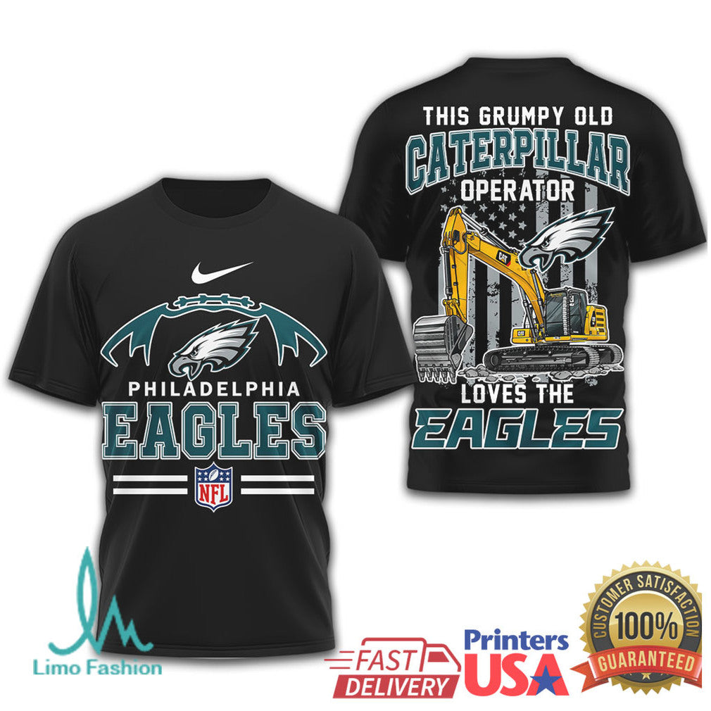 Philadelphia Eagles Caterpillar Operator Heavy Equipment Construction T Shirt - Limotees LLC