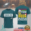 Philadelphia Eagles Christmas Beer Tee “Most Wonderful Time for a Beer and the Eagles” - Limotees LLC