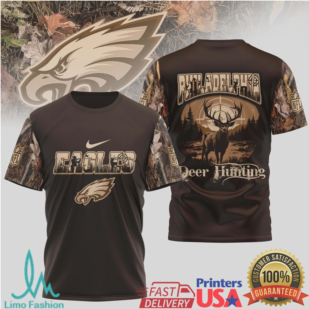 Philadelphia Eagles Deer Hunting Camo Sleeves NFL Fan T Shirt - Limotees LLC