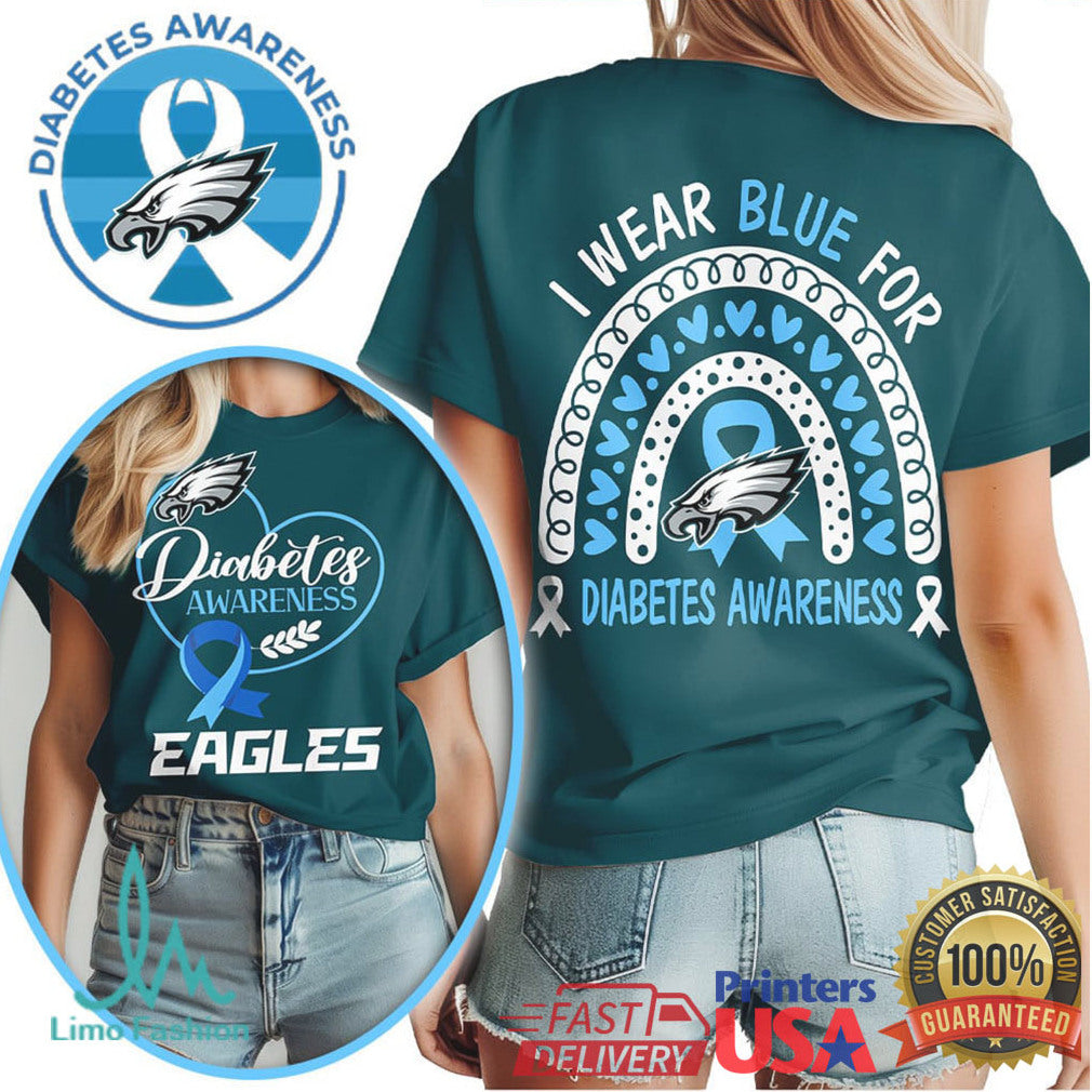 Philadelphia Eagles Diabetes Awareness T Shirt Support Cause NFL Fan Apparel - Limotees LLC