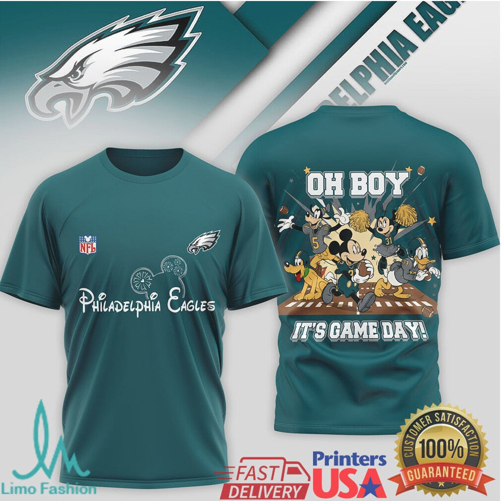 Philadelphia Eagles Disney Mickey & Friends “Oh Boy It's Game Day” T Shirt - Limotees LLC