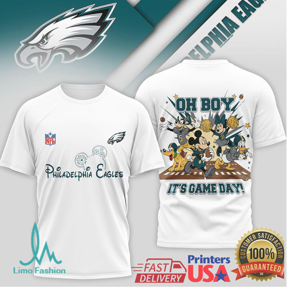 Philadelphia Eagles Disney Mickey & Friends “Oh Boy It's Game Day” T Shirt - Limotees LLC