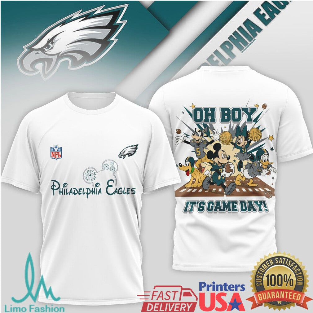 Philadelphia Eagles Disney Mickey & Friends “Oh Boy It's Game Day” T Shirt - Limotees LLC