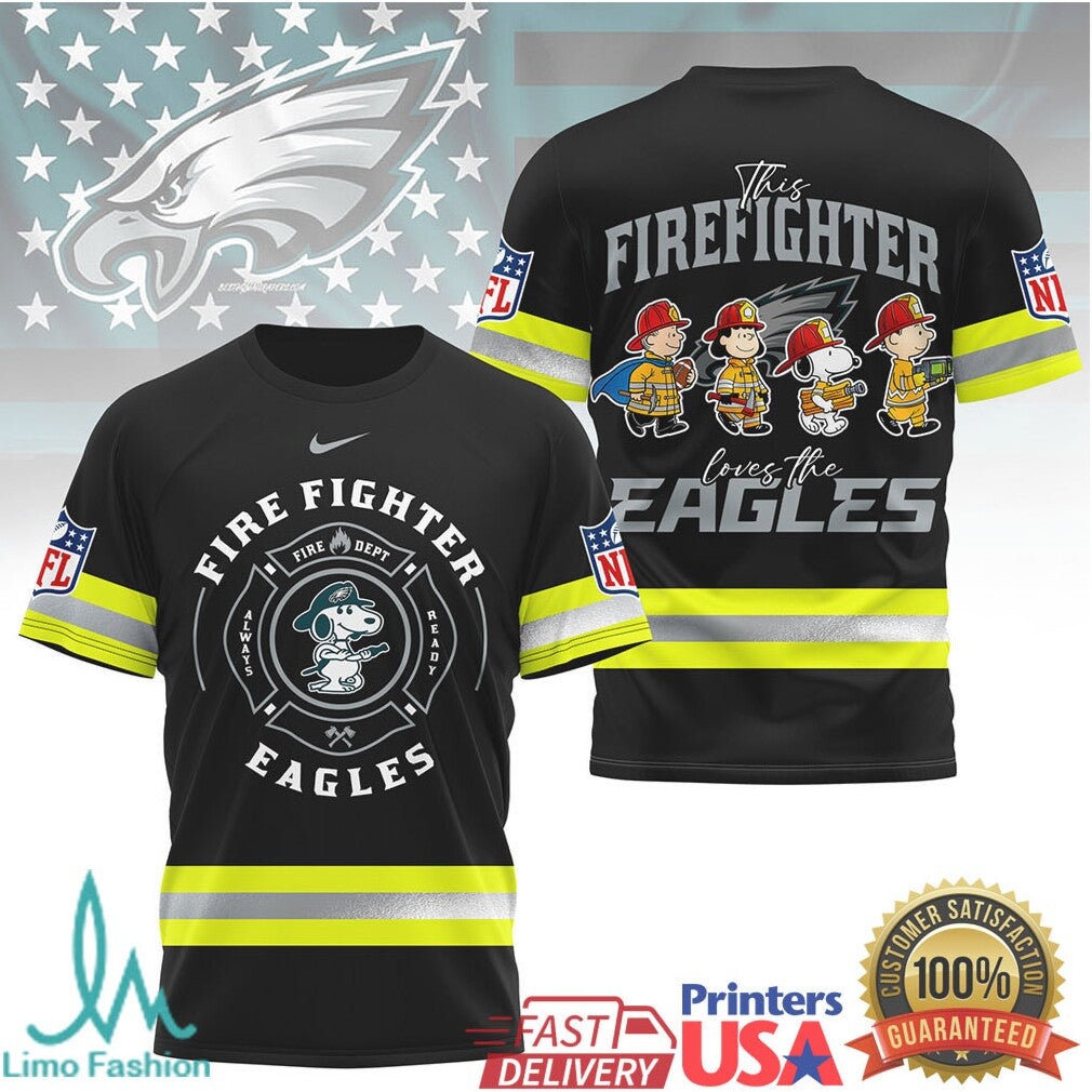 Philadelphia Eagles Firefighter Snoopy Peanuts NFL T Shirt - Limotees LLC