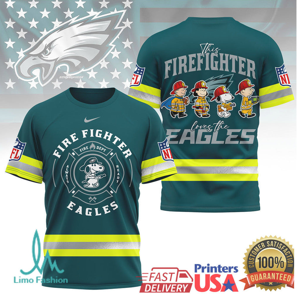 Philadelphia Eagles Firefighter Snoopy Peanuts NFL T Shirt - Limotees LLC