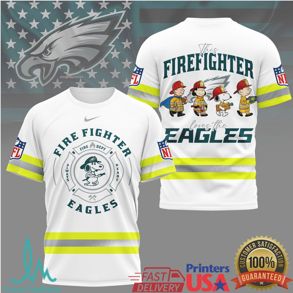 Philadelphia Eagles Firefighter Snoopy Peanuts NFL T Shirt - Limotees LLC