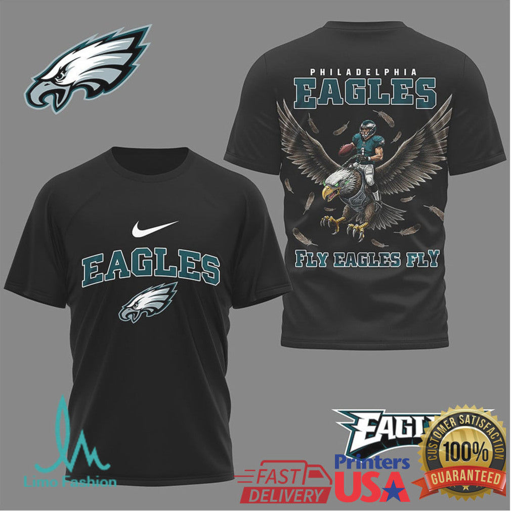 Philadelphia Eagles “Fly Eagles Fly” Eagle Rider Graphic T Shirt - Limotees LLC