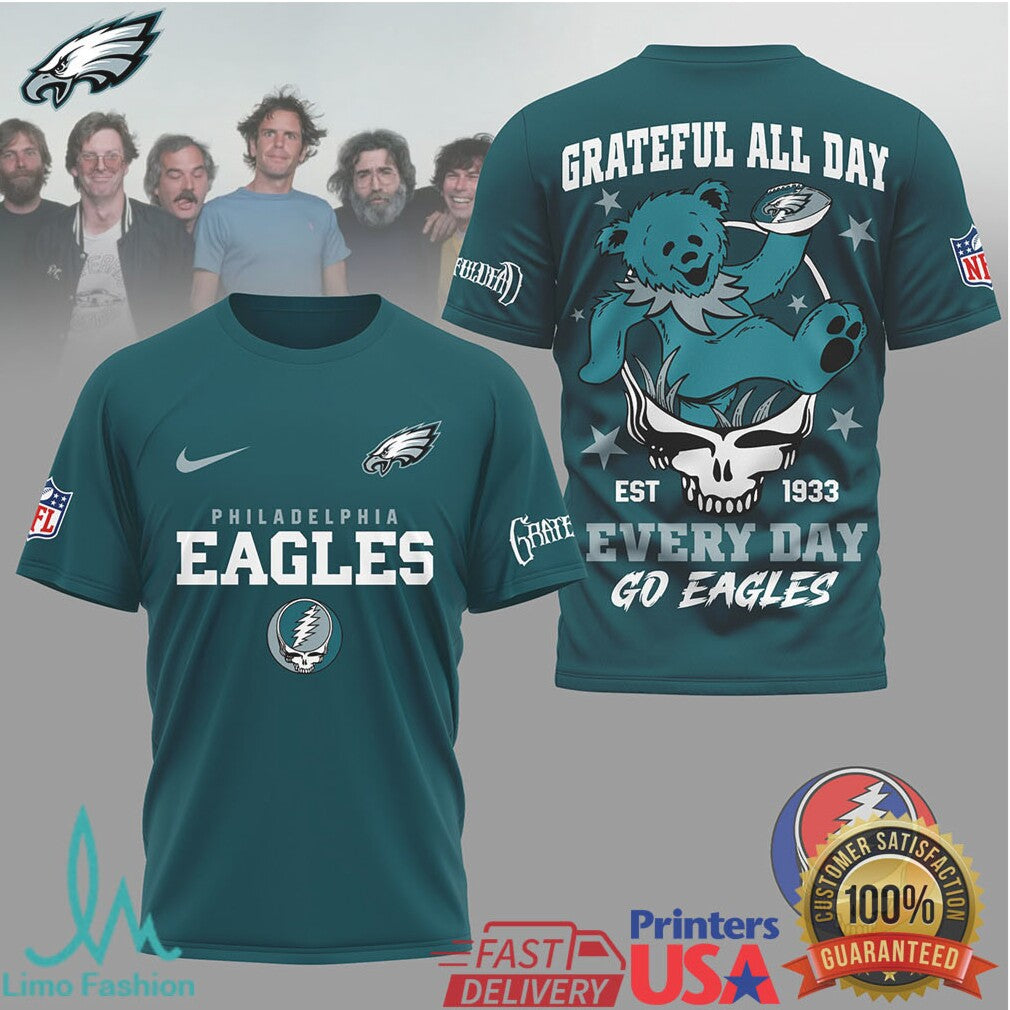 Philadelphia Eagles Grateful Dead Dancing Bear Football Shirt - Limotees LLC