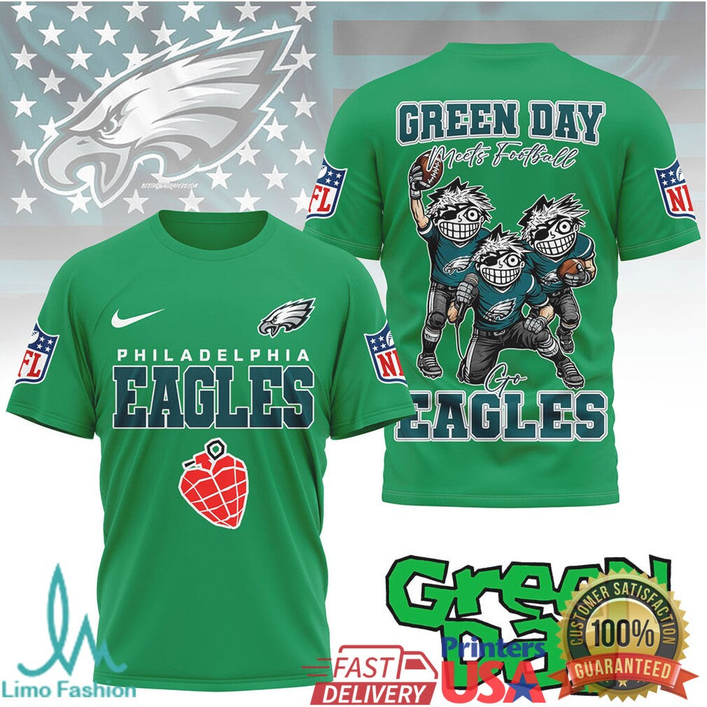 Philadelphia Eagles Green Day Meets Football Tshirt - Limotees LLC