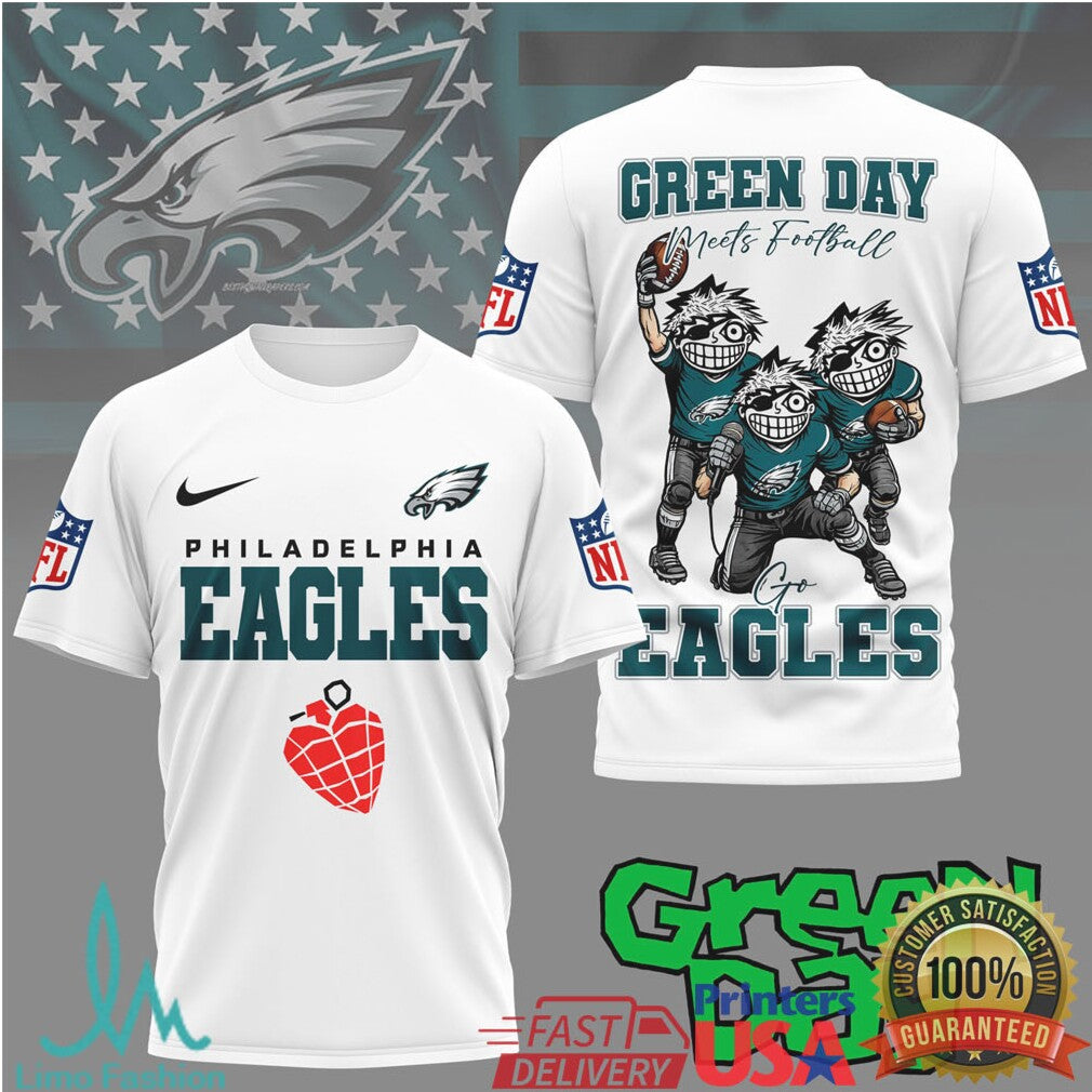 Philadelphia Eagles Green Day Meets Football Tshirt - Limotees LLC