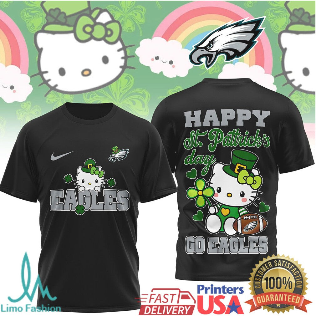 Philadelphia Eagles Hello Kitty Happy St. Patrick's Day T Shirt - Limotees LLC