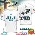 Philadelphia Eagles Jesus Won Faith Based Fan T Shirt - Limotees LLC