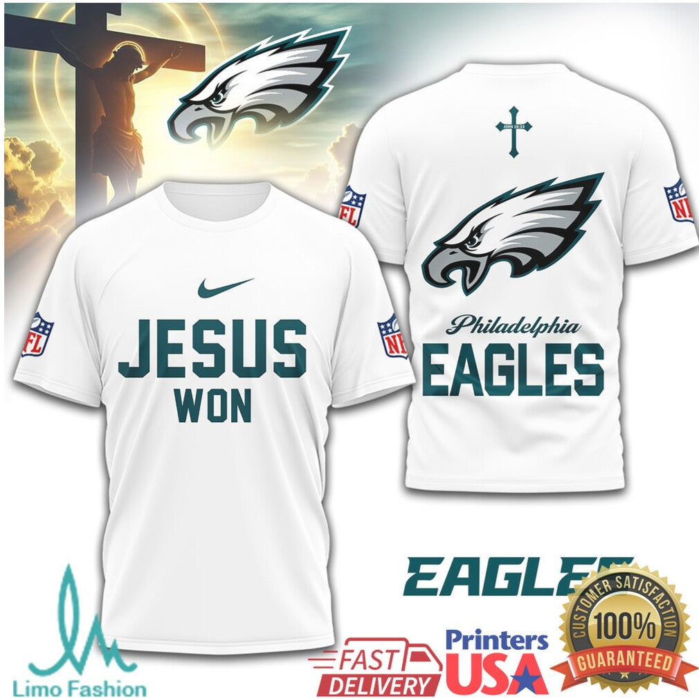 Philadelphia Eagles Jesus Won Faith Based Fan T Shirt - Limotees LLC