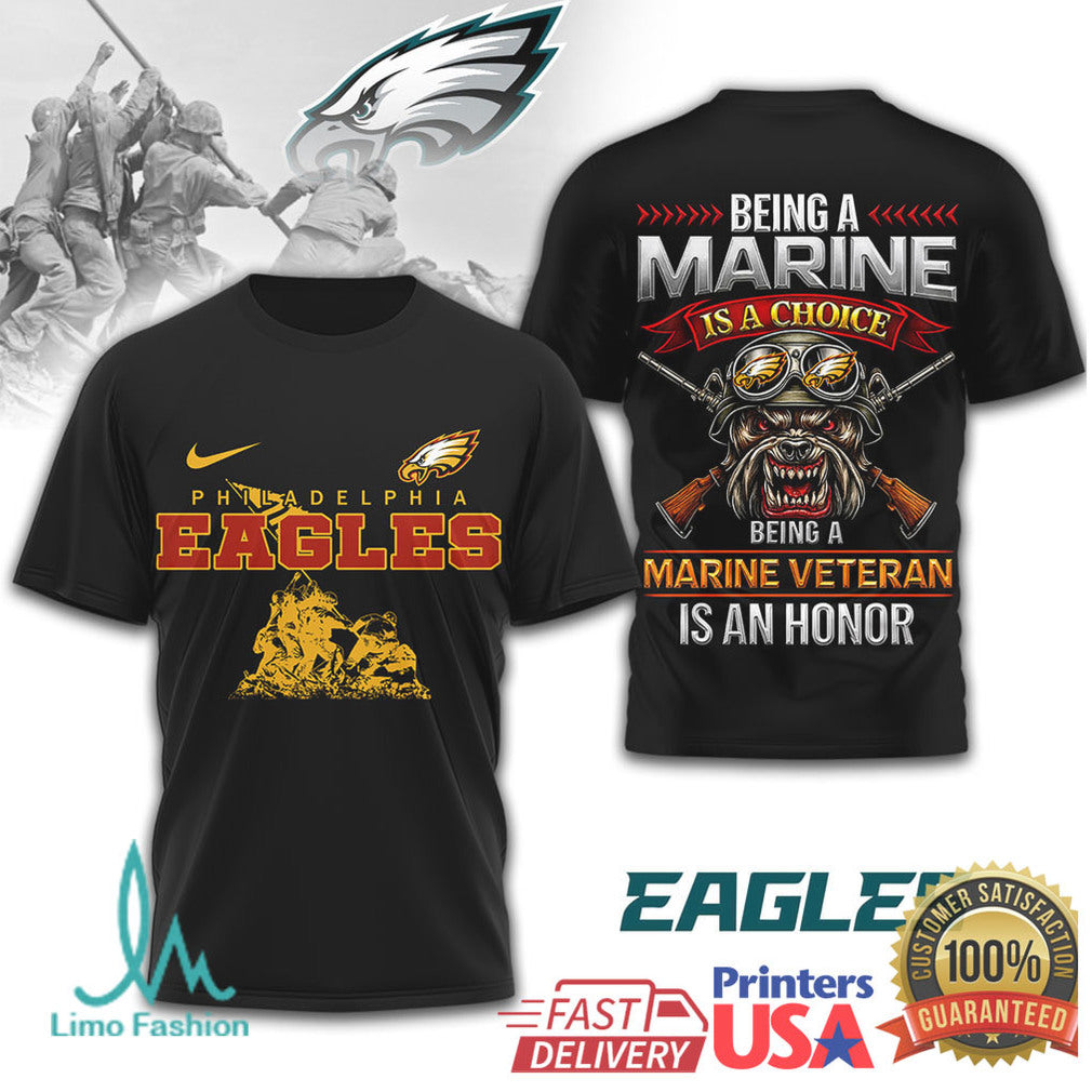 Philadelphia Eagles Marine Veteran Bulldog Military T Shirt - Limotees LLC